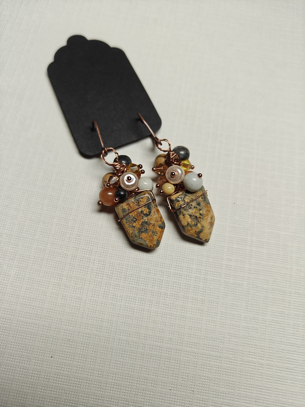Handcrafted Yellow Jasper Cluster Drop Earrings